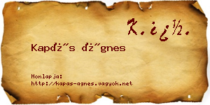 Kapás Ágnes névjegykártya